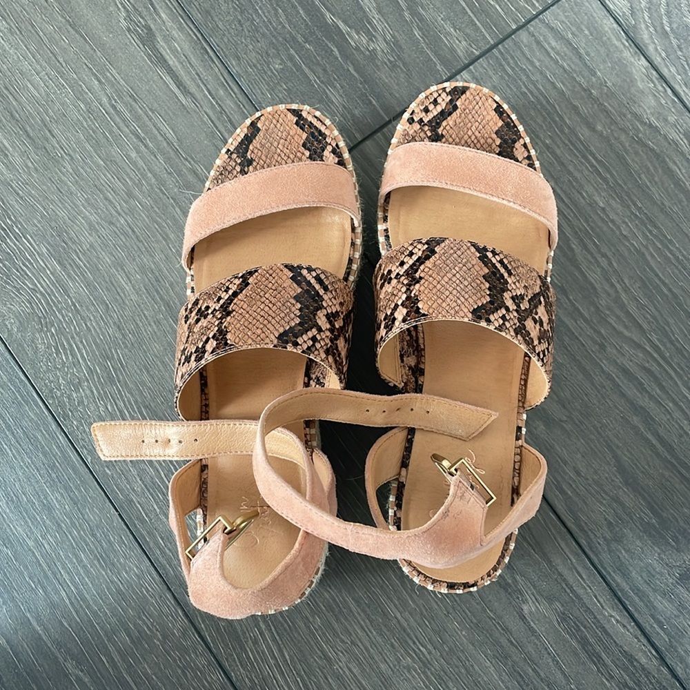 Crown Vintage Espadrille Wedges - Size 9 - Snake Ankle Strap Platform Sandal - Picture 7 of 13